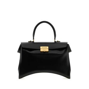 Balenciaga Women Black Leather Medium Hourglass Avenue Handbag